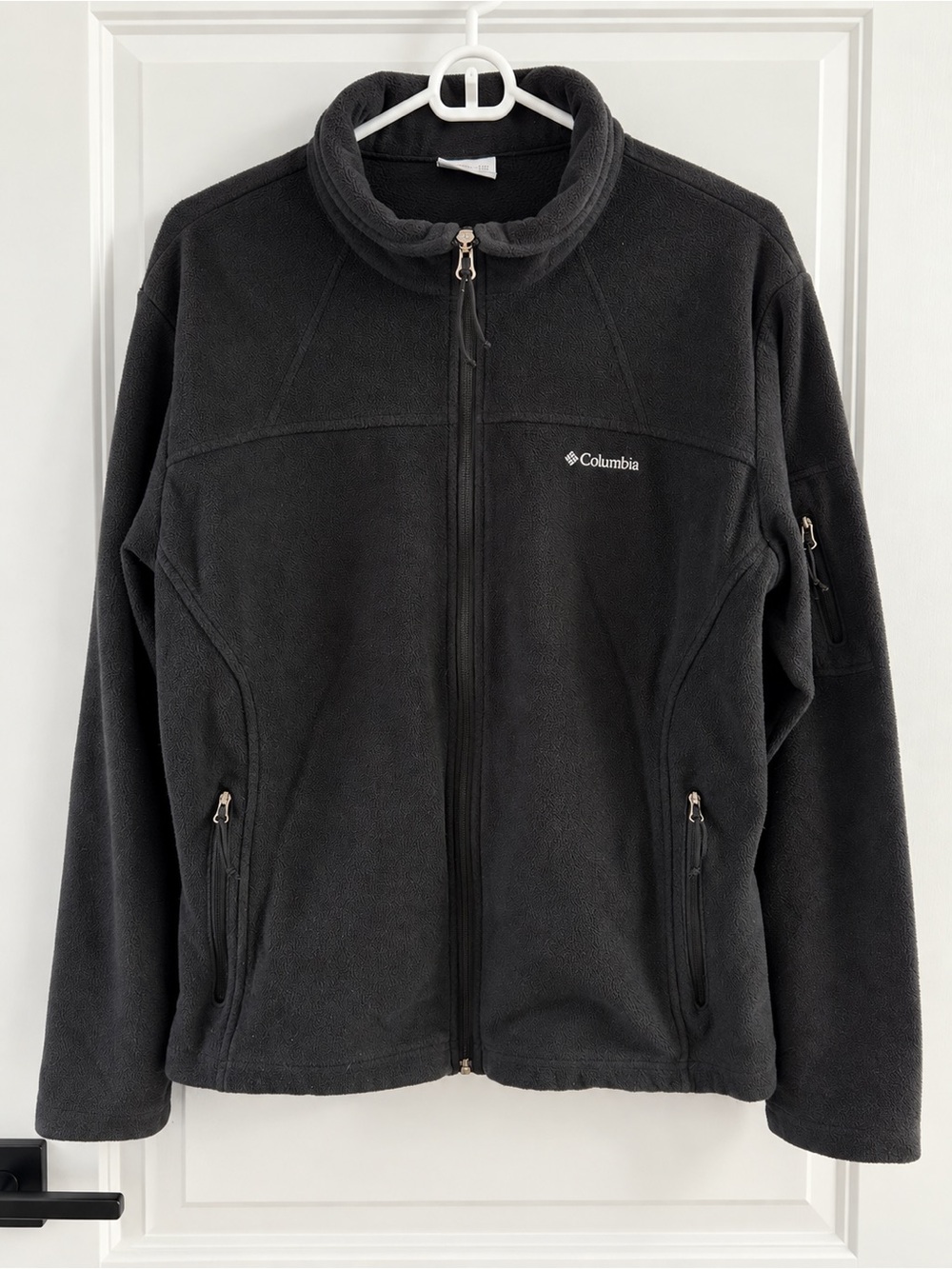 Columbia Sportswear Mens XL Black Full Zip Fleece Jacket Sleeve Pocket